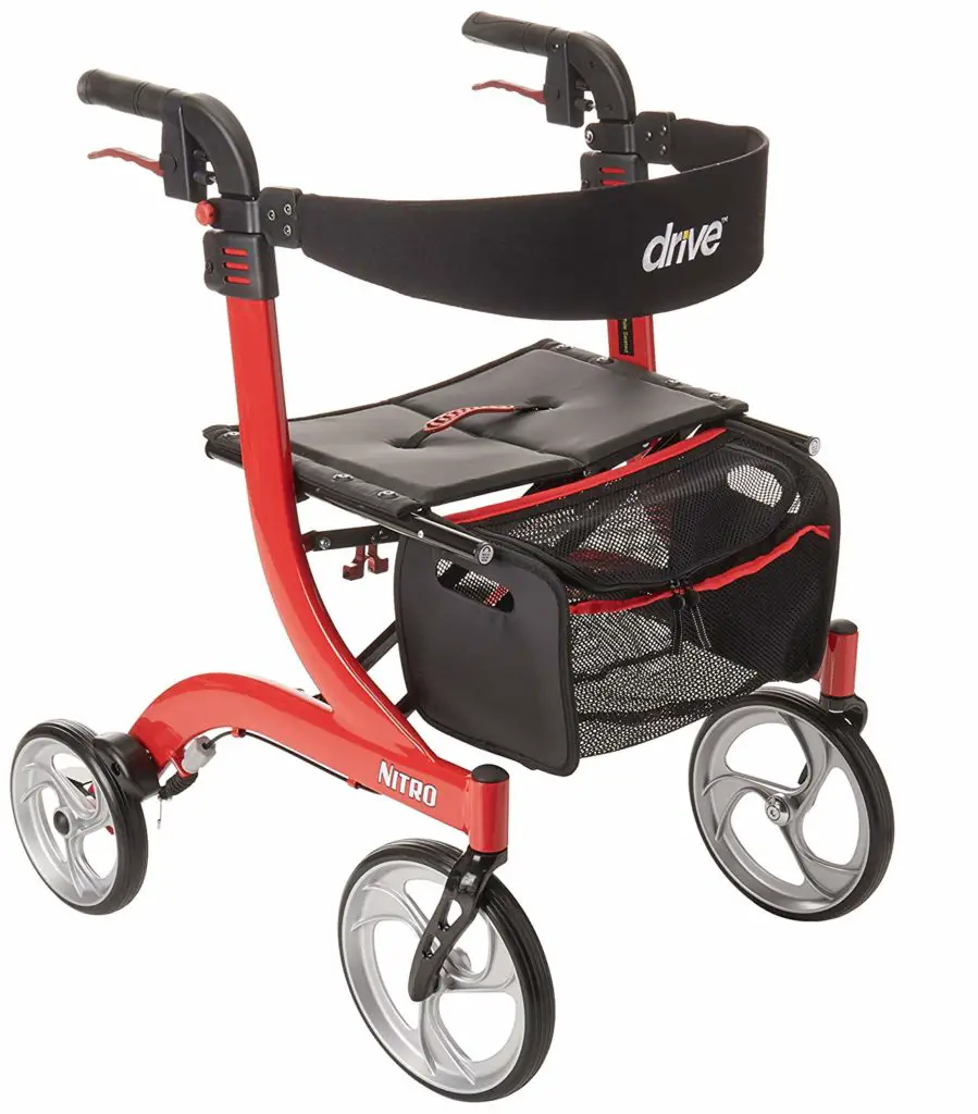 Drive Medical Nitro Euro-Style Red Rollator Walker - walkers for seniors