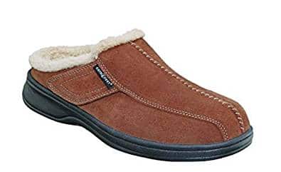 Orthofeet Asheville Arch Support Most Comfortable Brown Leather Diabetic Mens Orthopedic Slippers