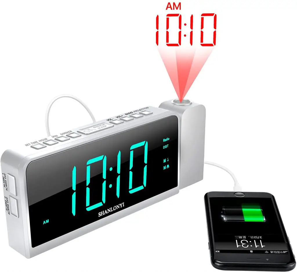 Projection Alarm Clock with AM FM Radio