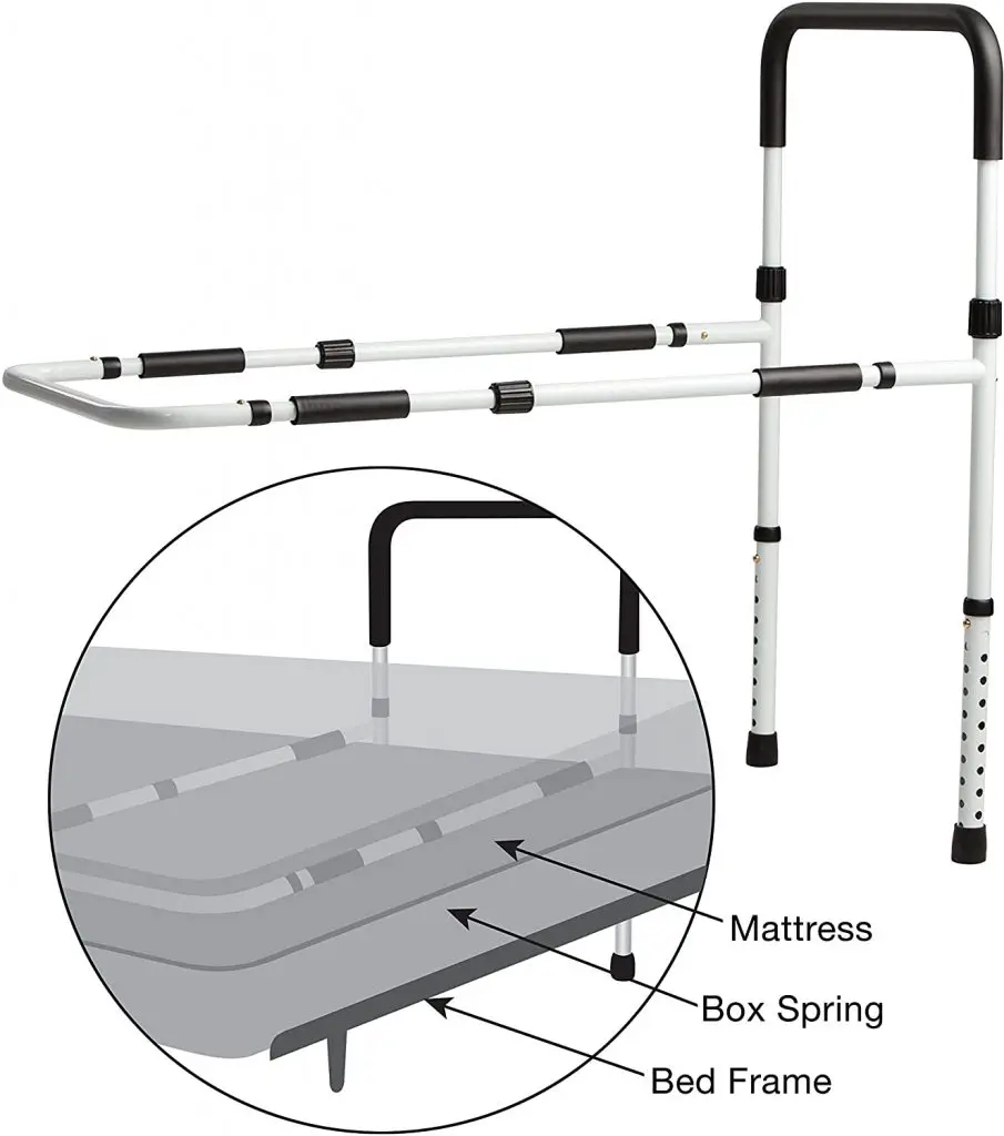 Secure EZBR-1W Bed Assist Hand Rail with Adjustable Floor Support and Safety Strap