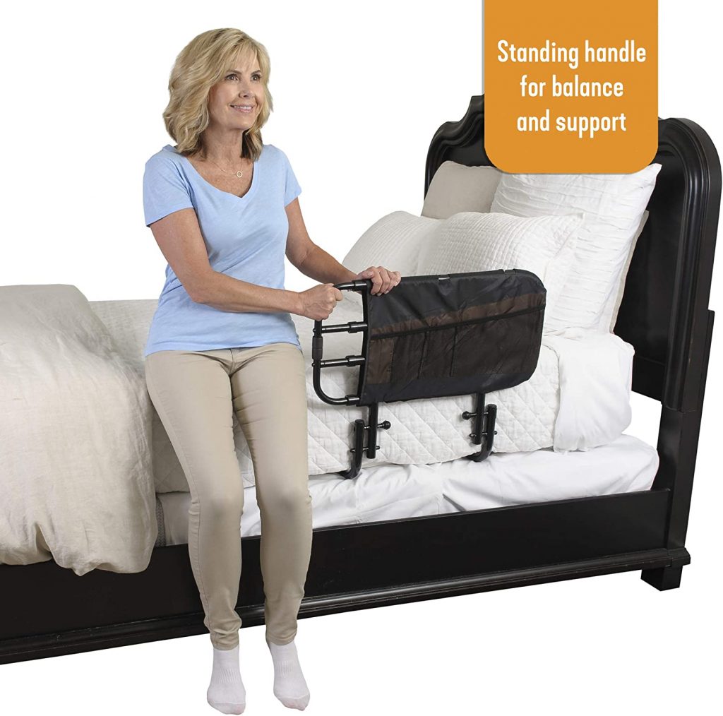 Stander EZ Adjust Bed Rail, Adjustable Home Hospital Bed Rail and Bed Assist Grab Bar for Elderly Adults