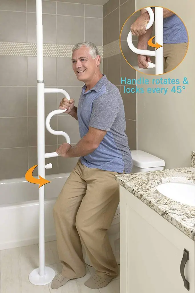 Stander Security Pole and Curve bathroom Grab Bar