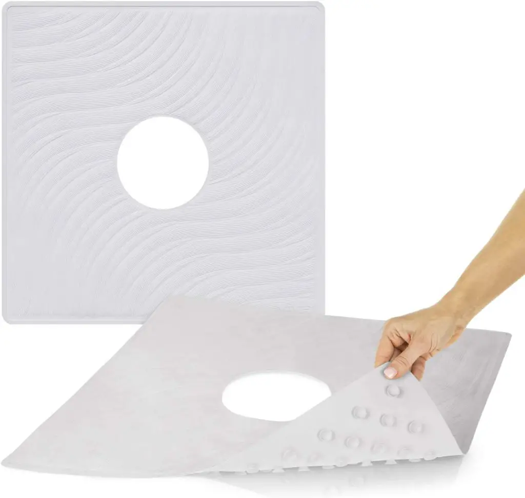 Vive Shower Mat - 22 by 22 Square Non Slip Large non-slip bath mats for the elderly