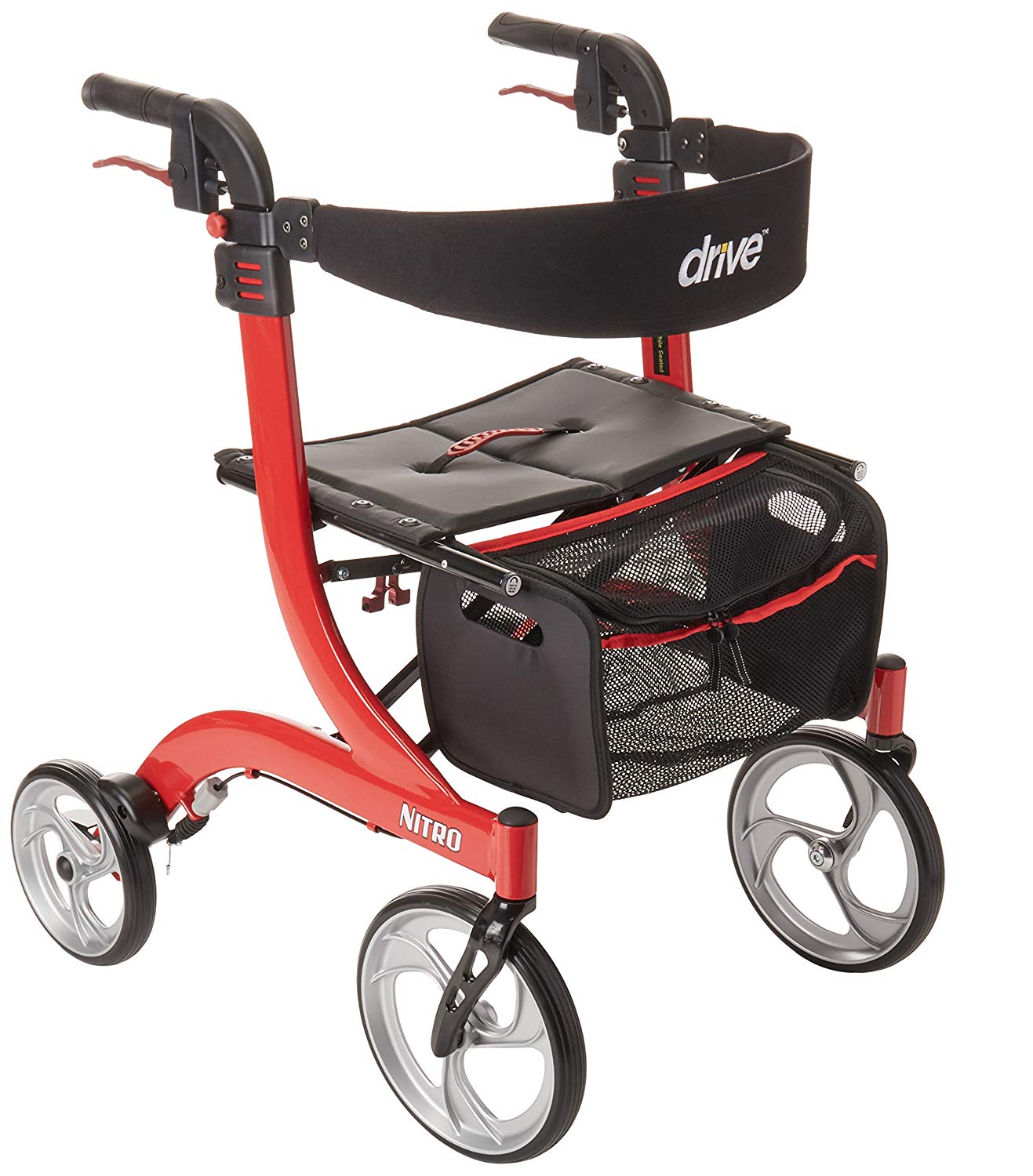 Drive Medical Nitro Euro-Style Red Rollator Walker