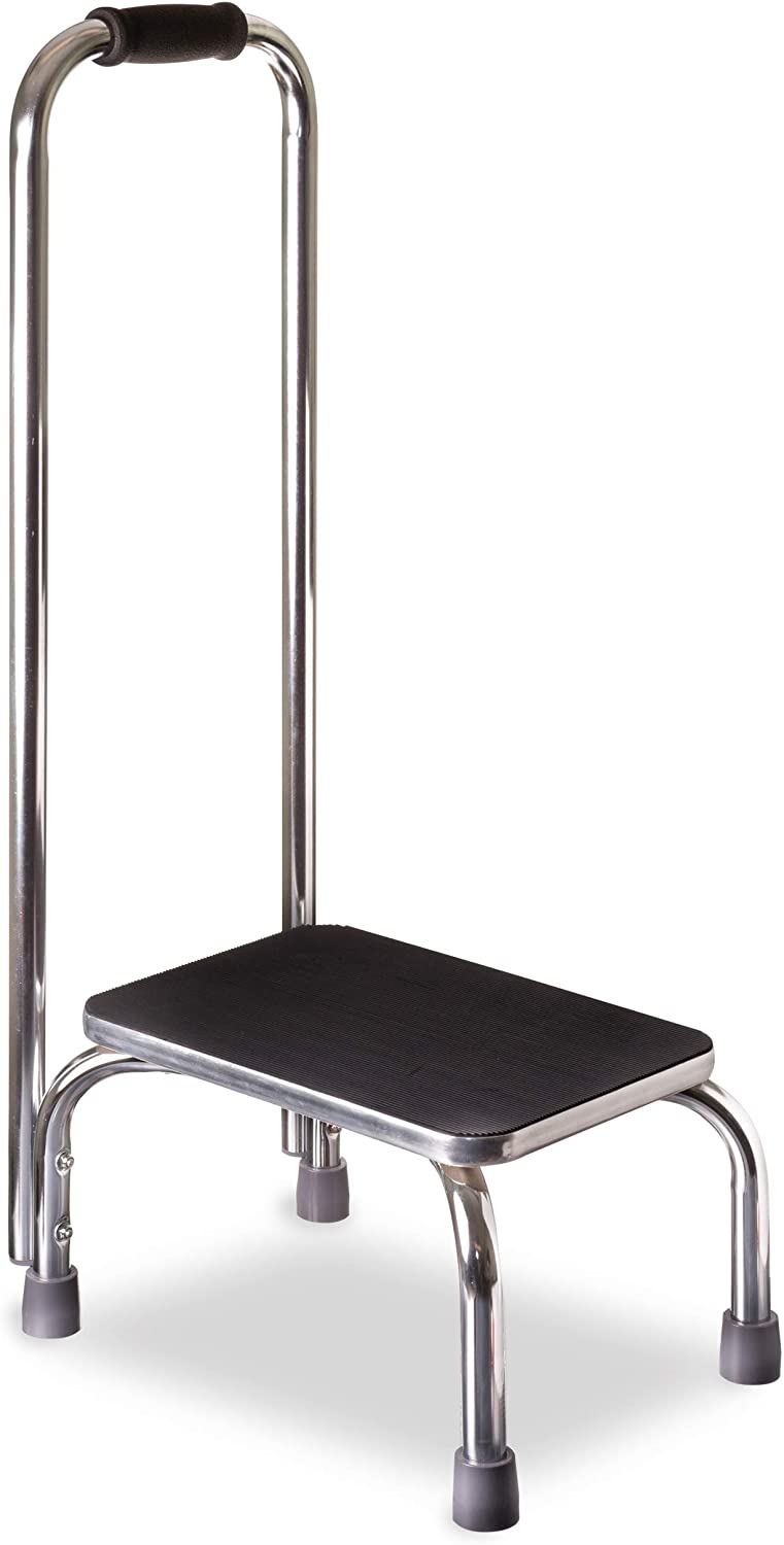 Best Step Stools For Elderly Reviews And Buying Guide   DMI Step Stool With Handle For Adults And Seniors Made Of Heavy Duty Metal 